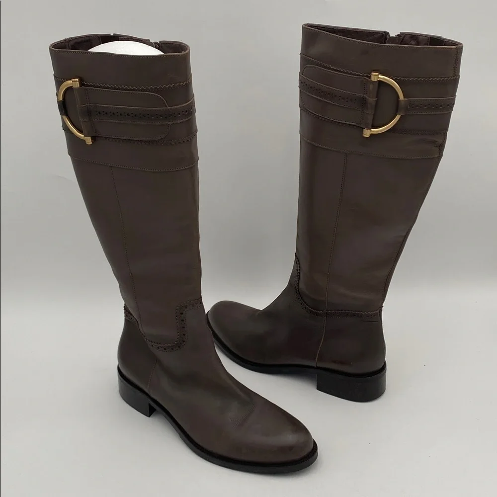 Cordani Brown Over the Knee Boots riding women 8.5 casual retro fall winter lux